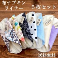 【旧品SALE】布ライナー5枚セット 尿もれ・おりもの用  クリックポスト送料無料【抗菌・消臭・高吸収】繰り返し使えてお肌に優しい/布ナプキン お買い得,福袋